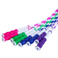 Workout Adjustable Tangle-Free Segmented School Fitness Skipping Rope Soft Beaded Jump Rope for Kids
