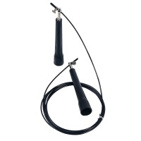 Adjustable Stainless Aluminum High Speed Skipping ABS Handle Cross Black Fitness Jump Rope with Steel Wire