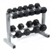 New Strength Training Fitness Men's Round Head Rubber Dumbbells Rubber Hexagonal Dumbbells Custom Dumbbell Rack
